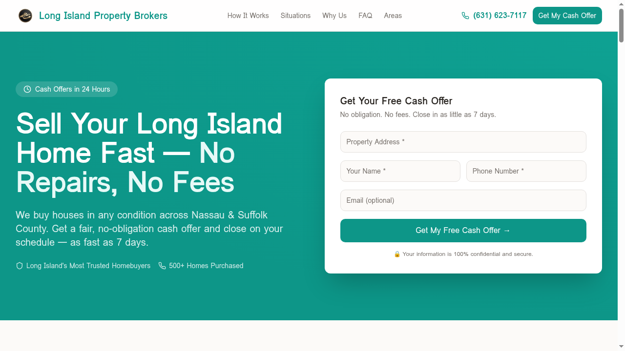 Long Island Property Brokers — Lead-Gen Web App